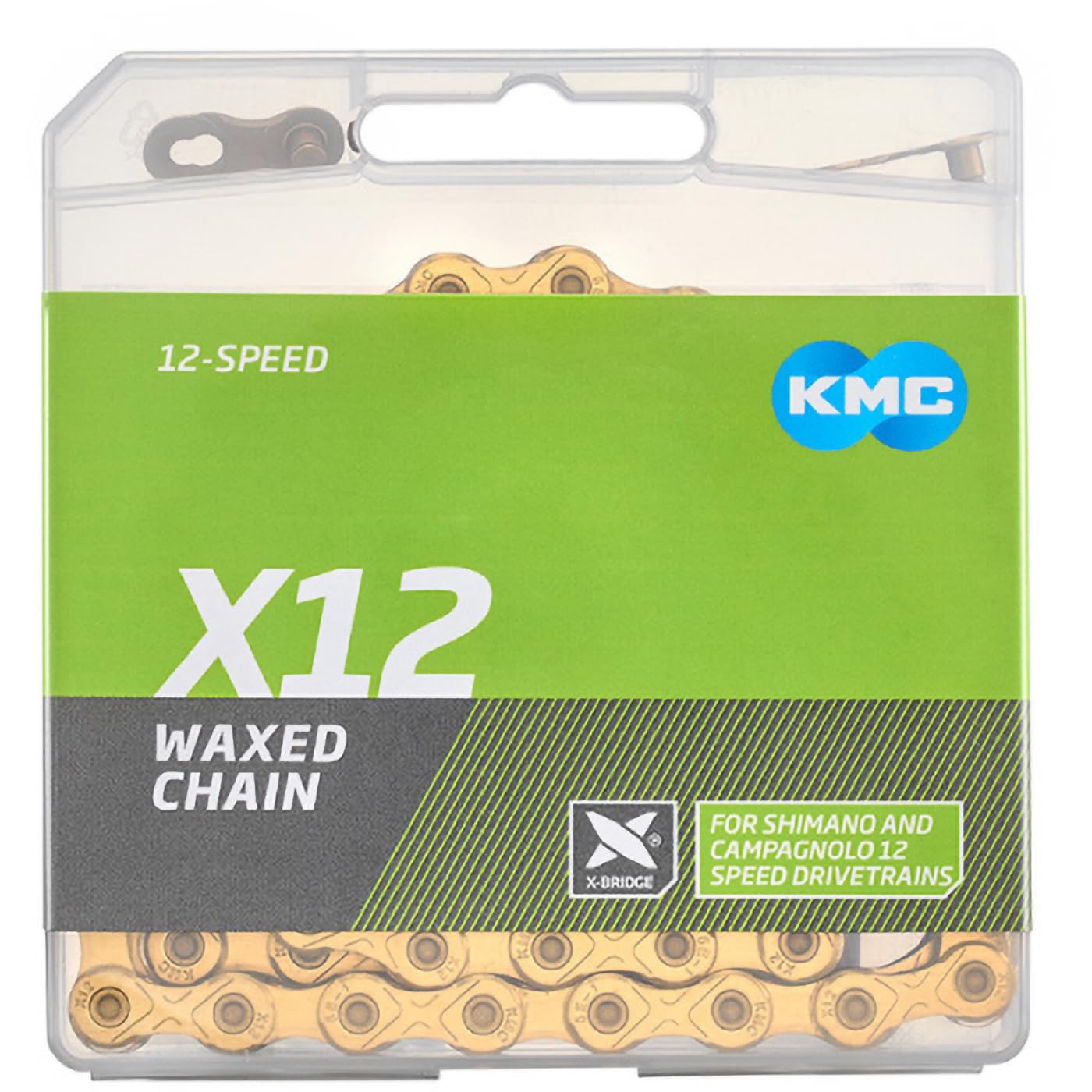 Fahrradkette, gewachst, gold, 12-fach, X12 von KMC