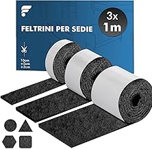 shinfly Feltrini Sedie, Feltro Adesivo Rotolo, Feltrini Adesivi (100x10cm+100x5cm+100x2cm), Feltrini per Mobili Pesanti - 4mm di Spessore, Tagliare in Qualsiasi Forma, Nero