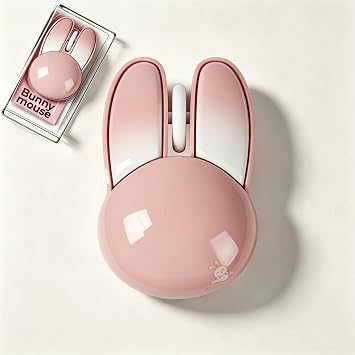 Wireless Mouse Bluetooth Cute Bunny Shape Small Quiet USB Optical Silent Funny Travel Cordless Mice for PC Laptop Desktop Computer Apple iPad Mac Macbook Air Pro Dell HP Chromebook Kids Women Men Gift