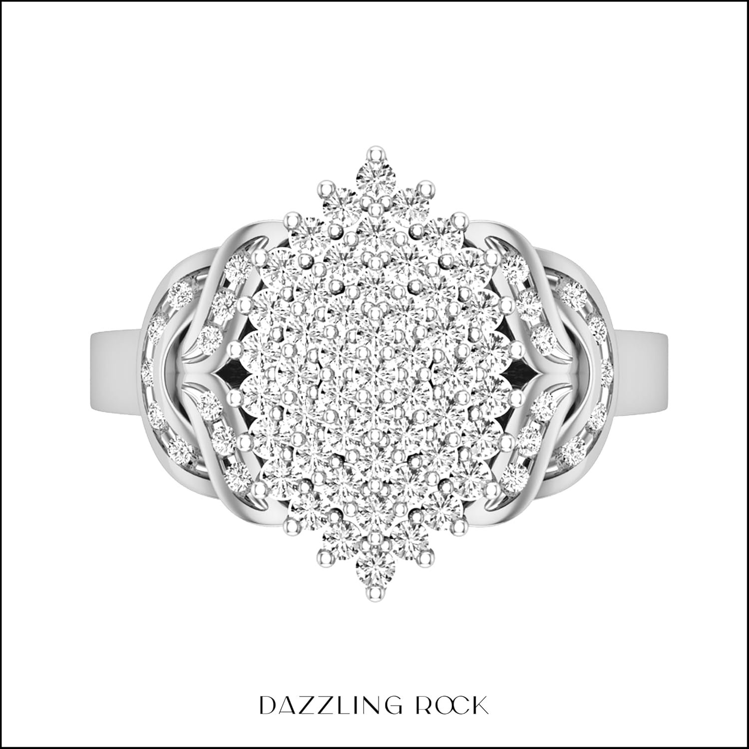 Dazzlingrock Collection 0.50 Ctw Round White Natural Diamond Cluster Right Hand Ring for Women in Real Solid Gold & 925 Sterling Silver