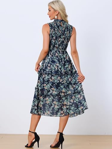 Allegra K Vestido floral de verano sin mangas con cuello halter para mujer, casual, bohemio, playa, hombros descubiertos, vestido midi, Varios colores Allegra K Vestido floral de verano sin mangas con cuello halter para mujer, casual, bohemio, playa, hombros descubiertos, vestido midi, Varios colores