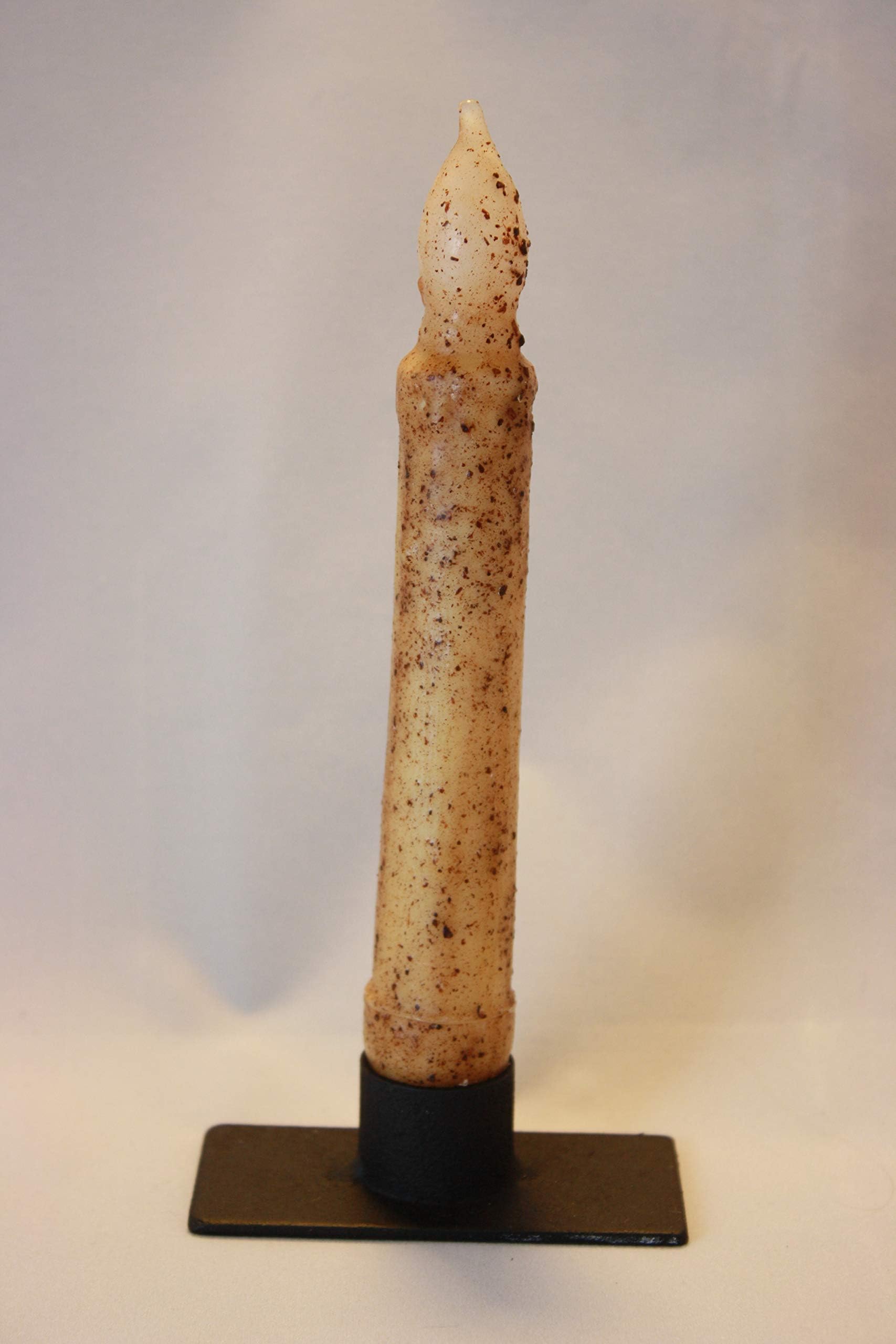 Primitive Burnt Ivory 6" Taper Candle with Timer & Cast Iron Holder (2)