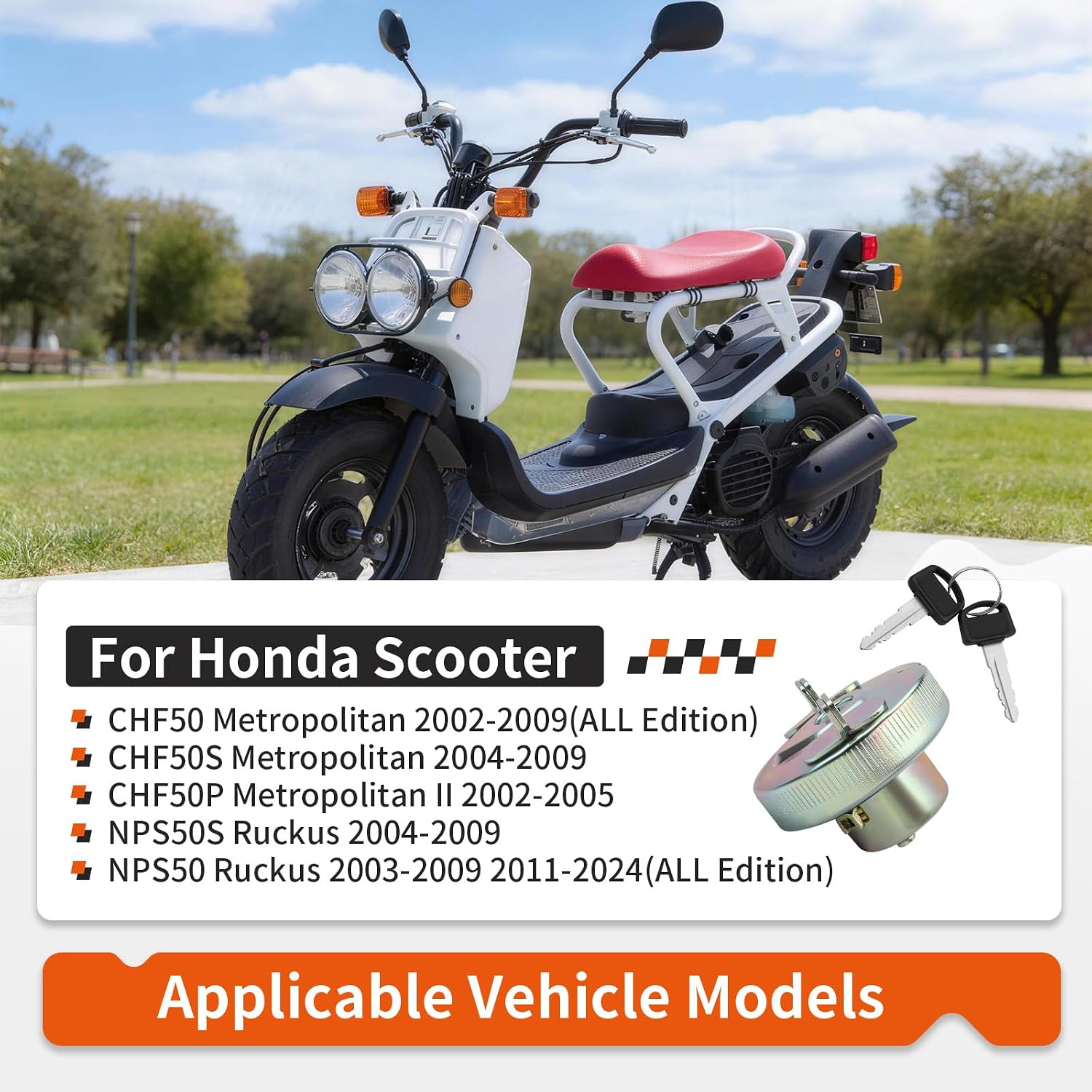 Fuel Gas Tank Cap For Honda CHF50 2002-2009 NPS50 2003-2024 17620-GEV-762 17620-GEZ-712