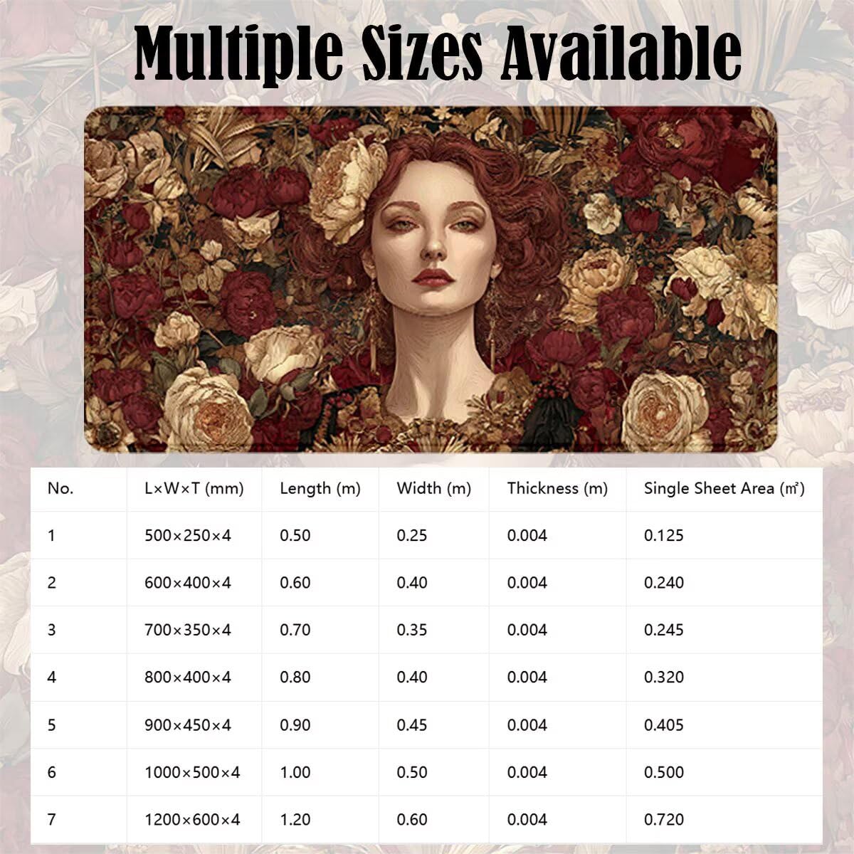Tappetino Mouse Gaming XXL, Mousepad 1200x600x4mm Retro donna 0x0-169 | Tappetino Scrivania con Base in Gomma Antiscivolo Bordi Cuciti per Computer, PC, Migliora la Precisione e la Velocità