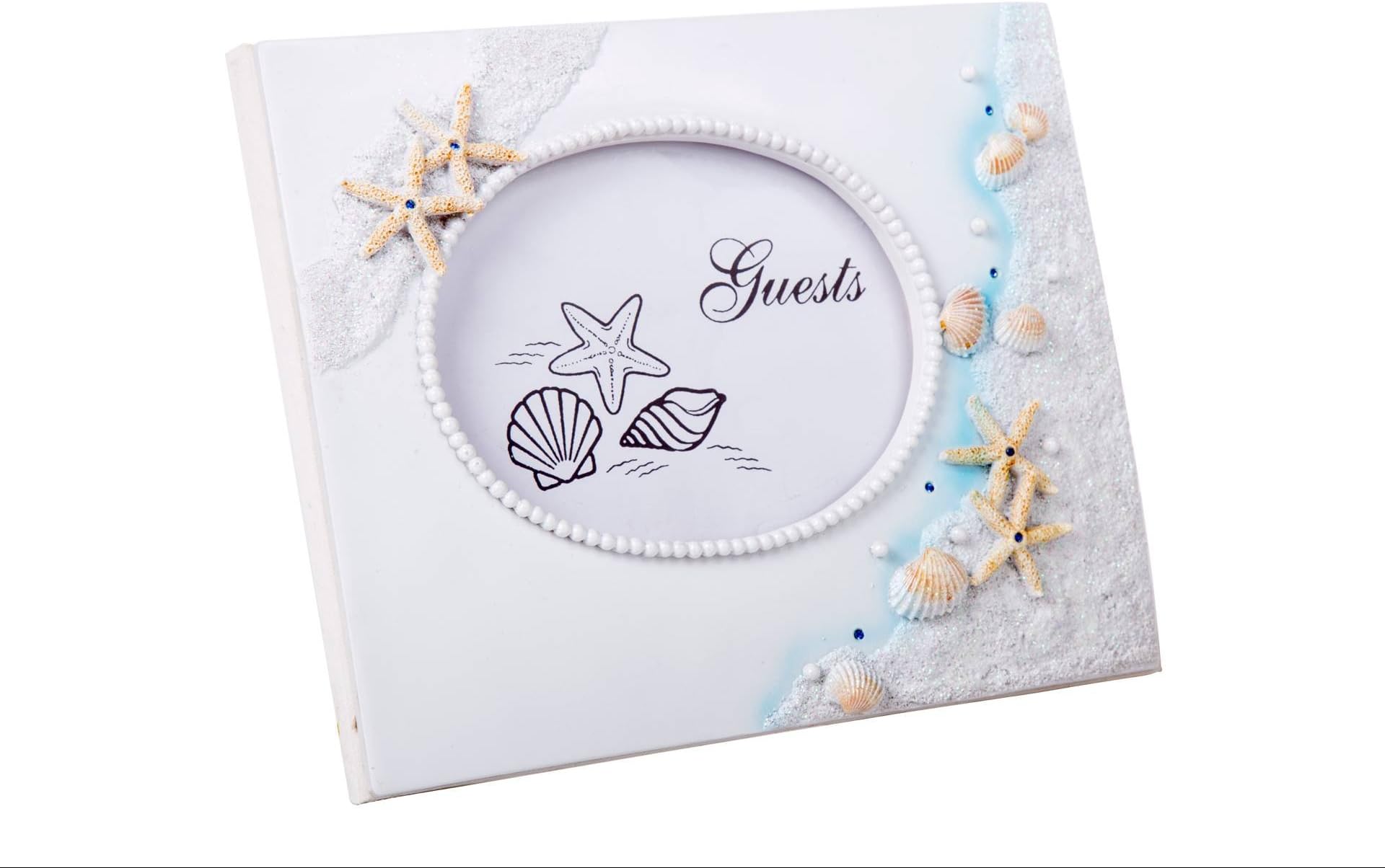 Wedding Day Accessory Set - Guest Book, Pen Set, Cake Serving Set, Toasting Flutes (Guest Book, Beach Heart)