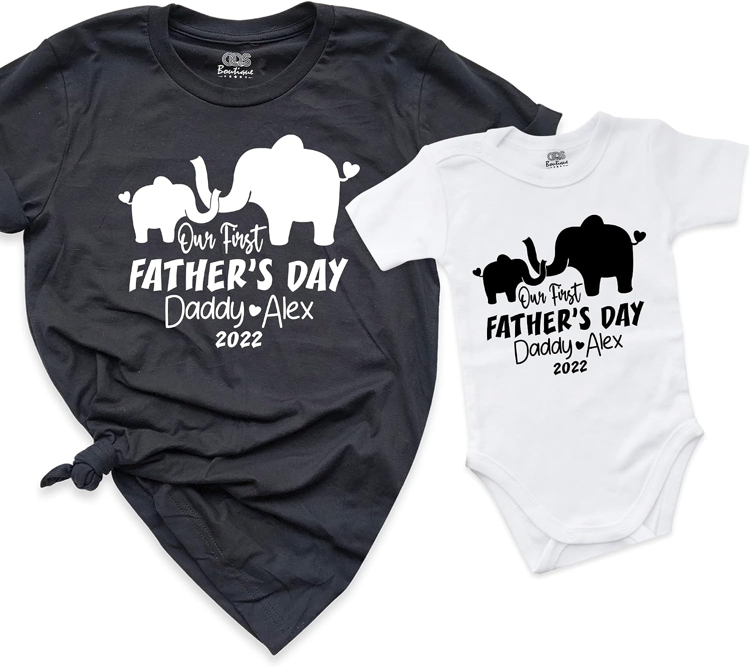 Our 1st Father's Day Shirts, Personalized Dad and Baby Outfits, Pack of 2, Daddy and Me T-shirts, Baby Boy and Girl Onesie, from Wife, Custom Shirt for Dad