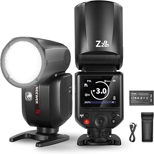 Vista 18 de NEEWER Z2PRO-C 2.4G TTL Flash Speedlite de cabeza redonda compatible con Canon, inalámbrico compatible con Godox, interfaz de usuario mejorada, 76Ws