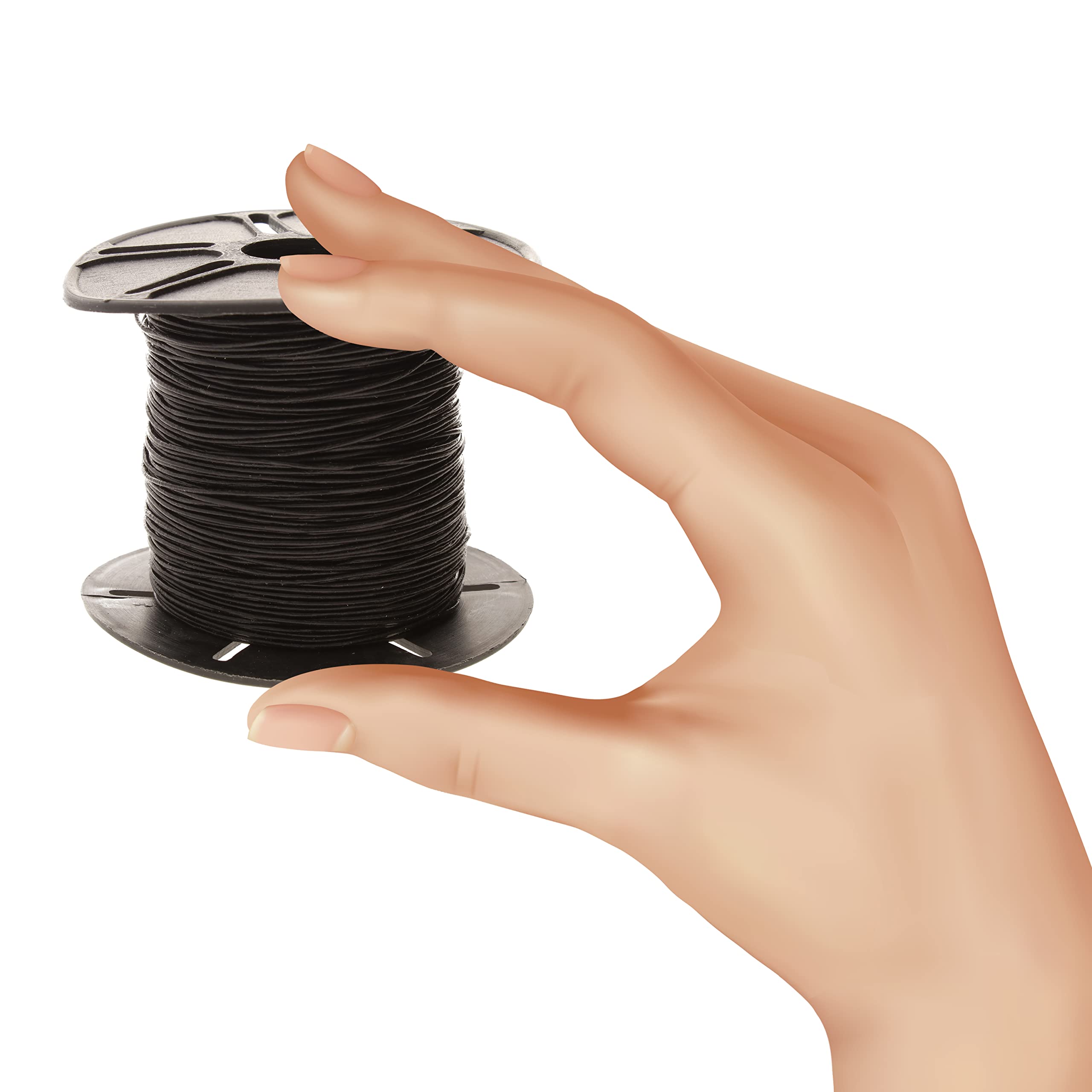 The Beadsmith Lederband - Schwarz - 0,5 mm Spule - 91,44 Meter - indisches Lederband ideal zum Flechten, Perlen, Halsketten, feine Schnürung, Haarschmuck & DIY Schmuckherstellung