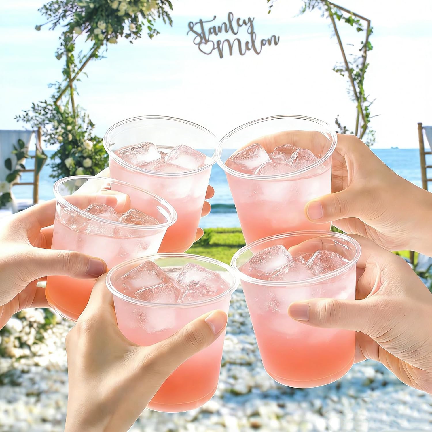 100 Pcs Round Bottom Plastic Cups 12 oz Disposable Stemless Wine Glasses Cocktail Clear Party Cups for Meeting, Wedding, Birthday, Party Supplies