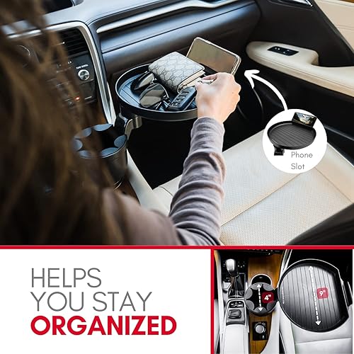 Miniatura 3 de Macally Bandeja y expansor para portavasos de automóvil, disfruta de tu comida, para asiento, con ranura para teléfono, mesa para alimentos, de 9