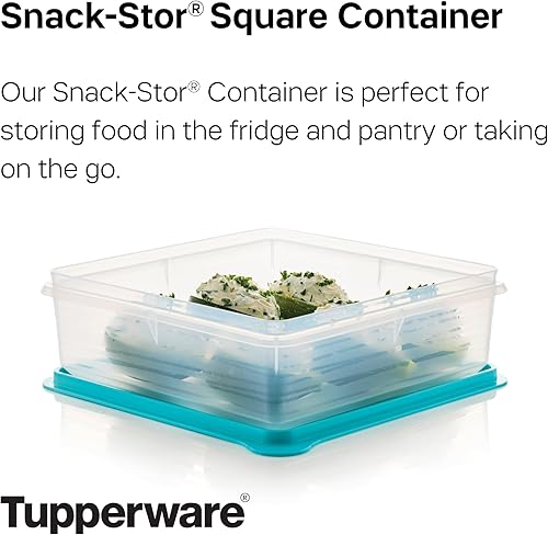 Miniatura 2 de TUPPERWARE Brand Snack-Stor - Recipiente cuadrado de almacenamiento de alimentos  tapa 29 litros 12  taza  hermético apto para lavavajillas y sin BPA