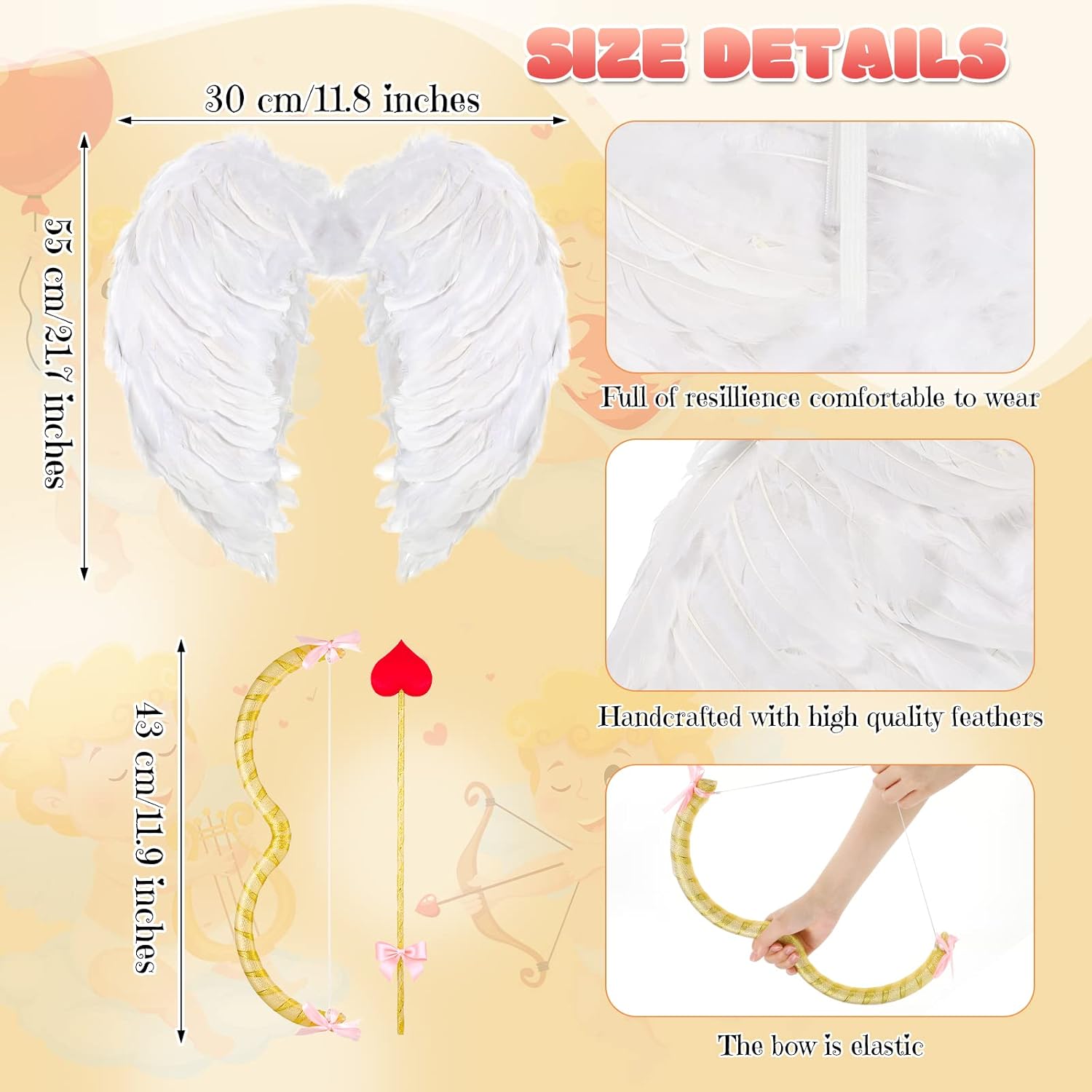 Leitee Cupid Costume Set with Bow Arrow and Wings Cosplay Cupid Costume Accessory for Women Adult Cosplay