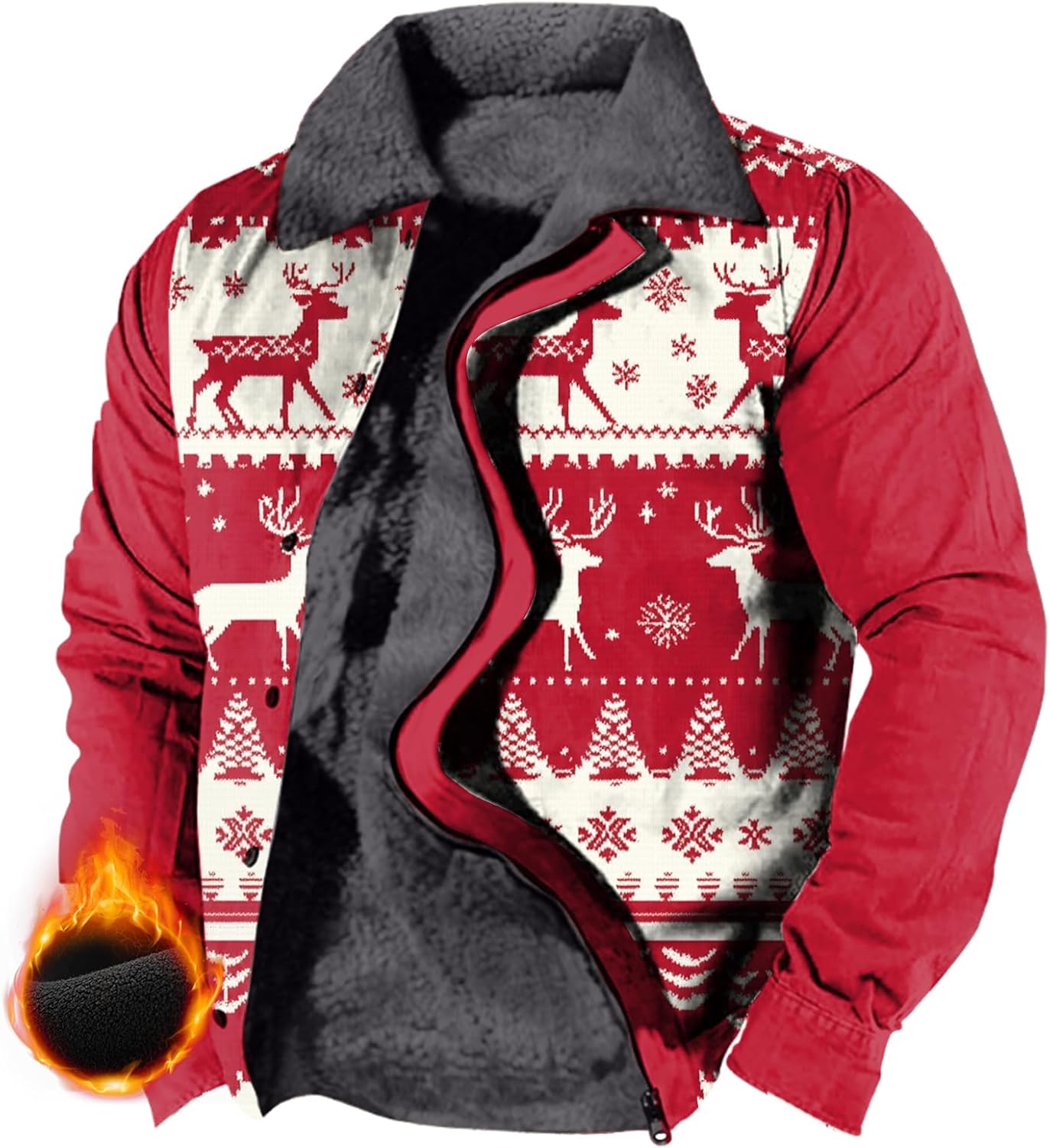Winter Jackets for Men Sherpa Fleece Zip Up Heavy Warm Casual Cold Weather Snow Outdoor Thick Coats