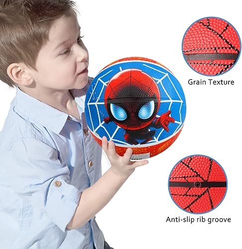 Miniatura 4 de Balón de baloncesto para niños DECLIR tamaño 5 baloncesto juvenil 27.5" para juegos de interior y exterior, baloncesto de entrenamiento para Rojo