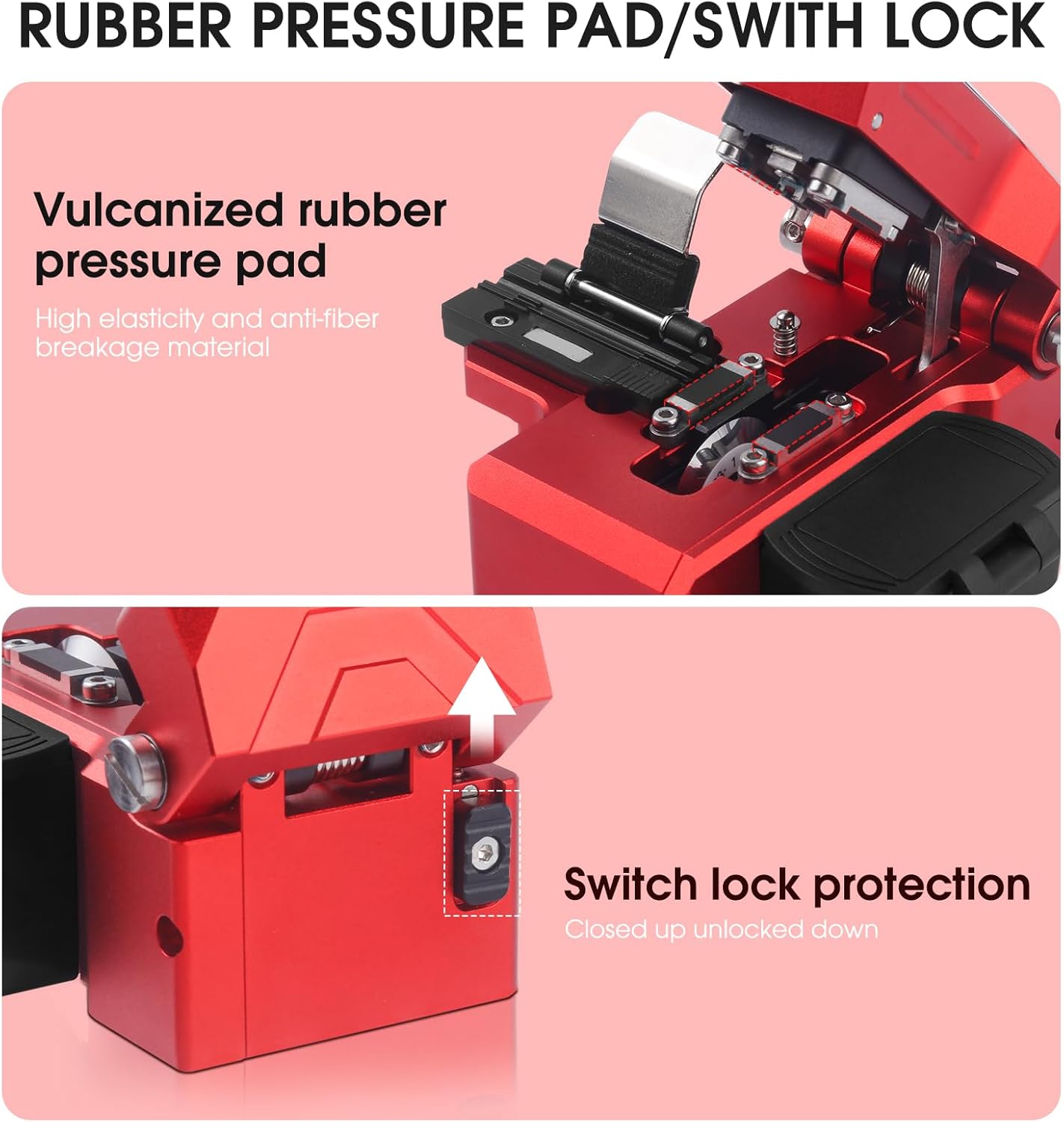 S09 Fiber Optic Cleaver, High Precision and Fully Automatic Fiber Cutter Tool with 24 Position Blades(Red)