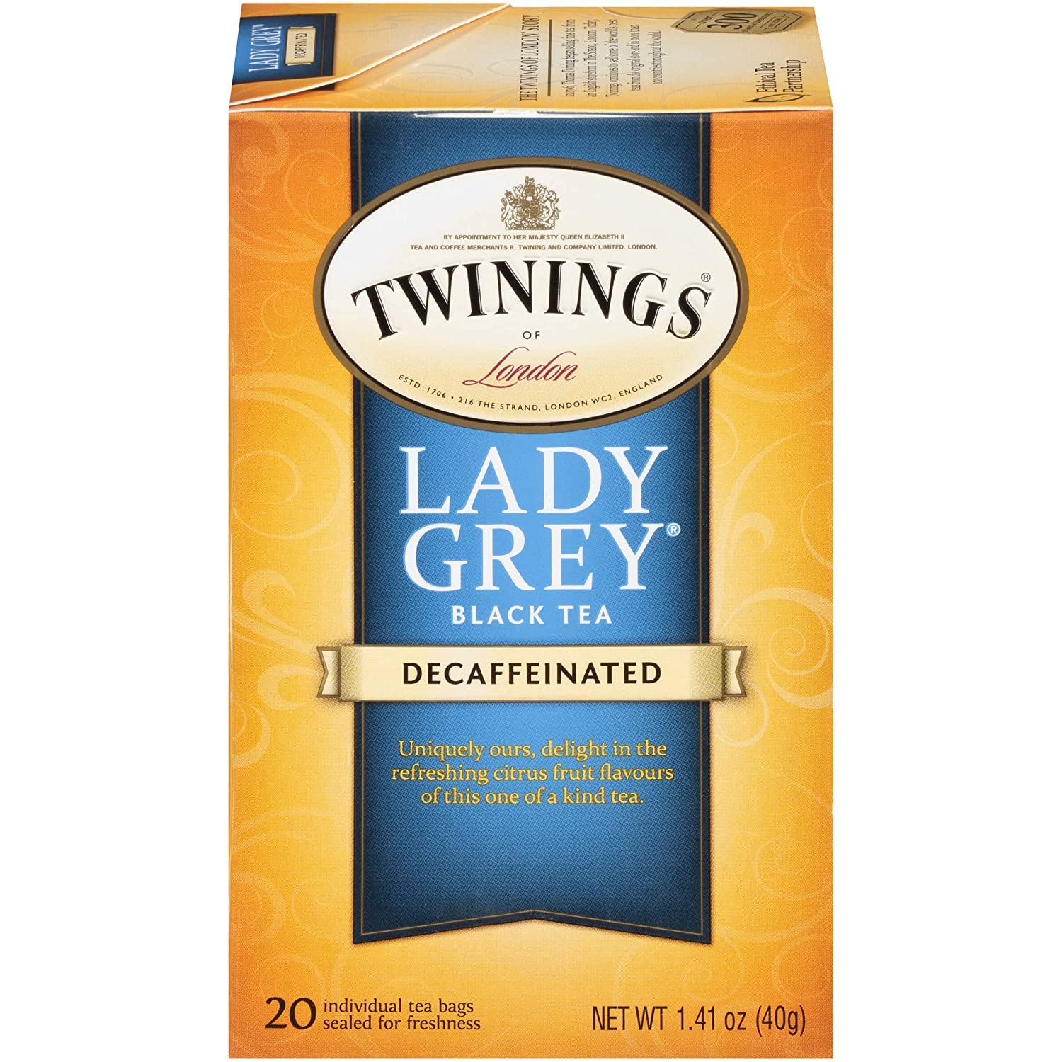 Twinings Lady Grey Tea, Tea Bags, 1.41 oz, 20 ct