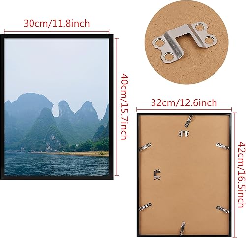 Miniatura 2 de Portarretratos de 12 x 16 pulgadas, compatible con fotos o pósteres de 12 x 16 pulgadas sin paspartú, para arte, fotos o pósteres, marco negro con