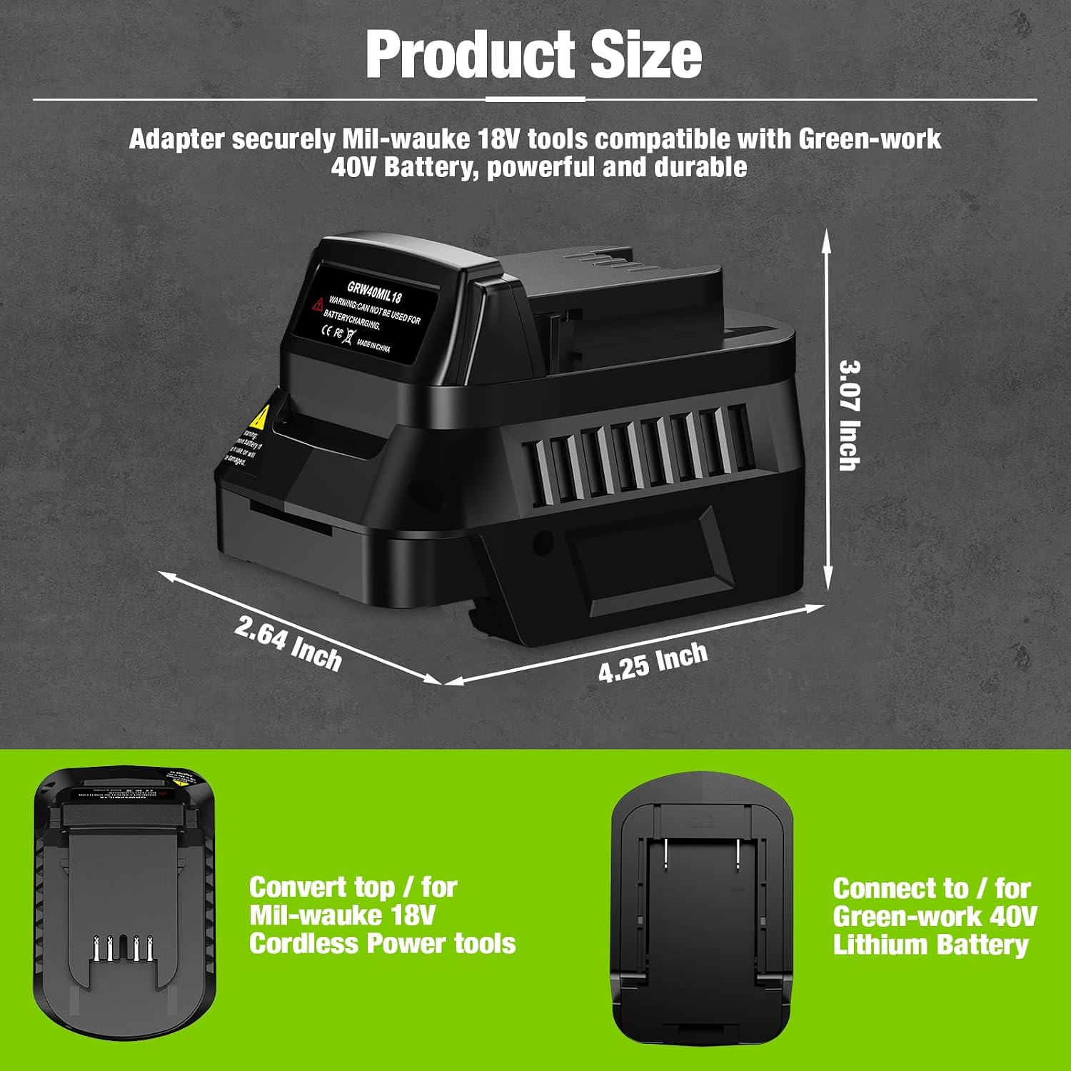for Greenworks 40V to for Milwaukee Battery Adapter,for Greenworks 40V Battery Convert to Work for Milwaukee 18V M18 Cordless Power Tool