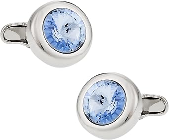 Crystal Solitaire Cufflinks in Light Blue Sapphire