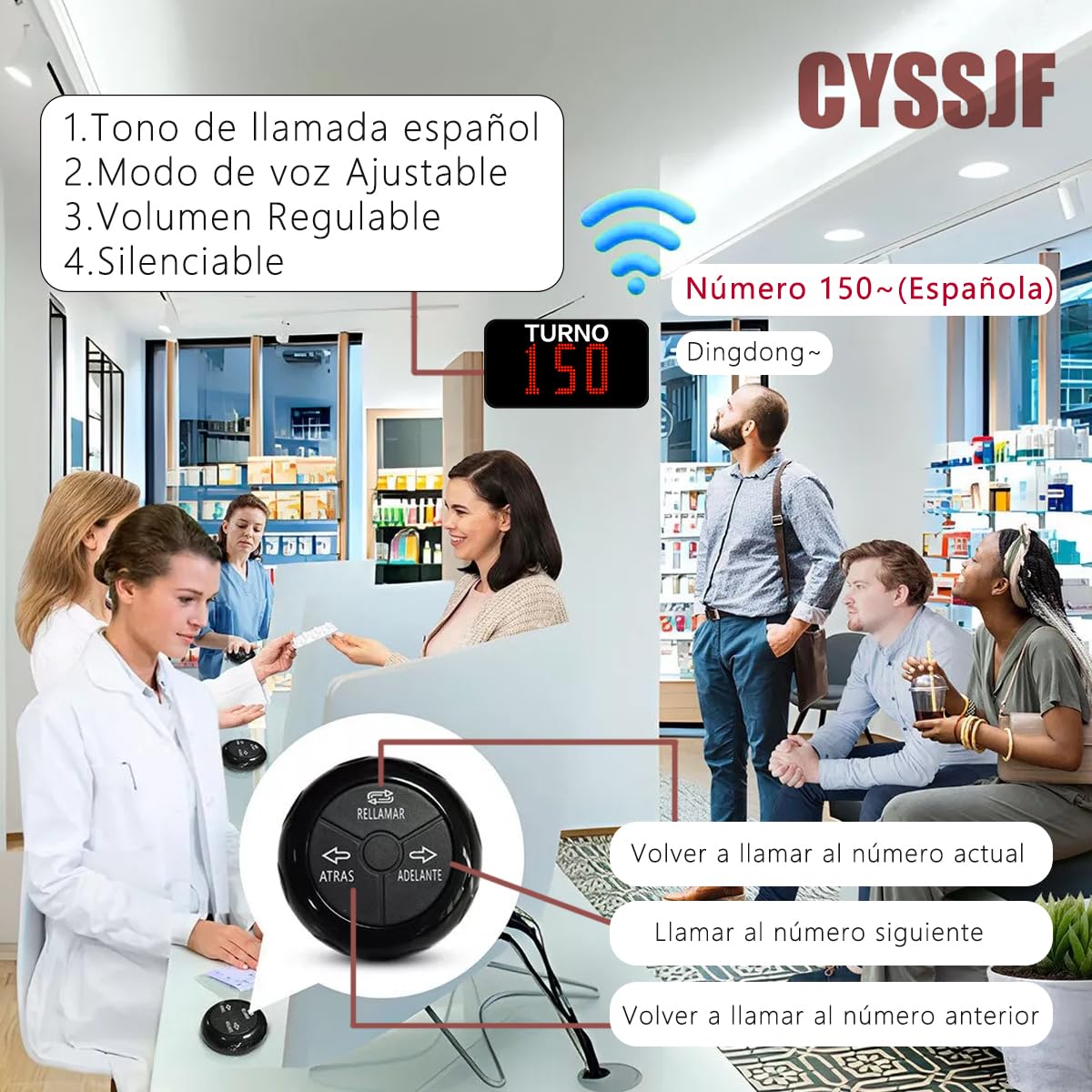 Pantalla Su Turno Digital en Español 3 Dígitos con Dispensador de Tickets