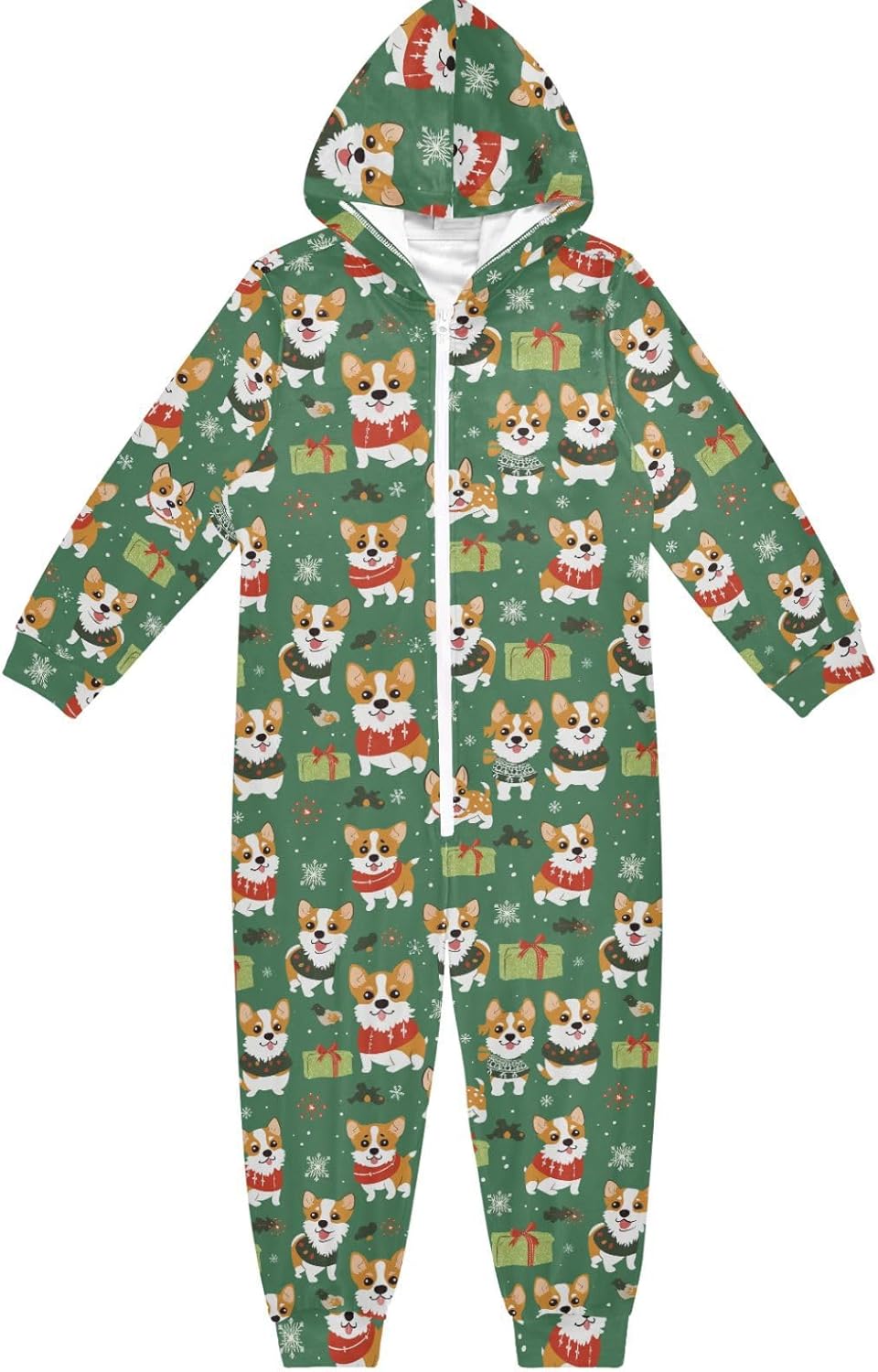 Unisex Onesie Pajamas Zip Up Hooded One-Piecing Sleeper Loungewear for Parties Sleepovers 4-14Y