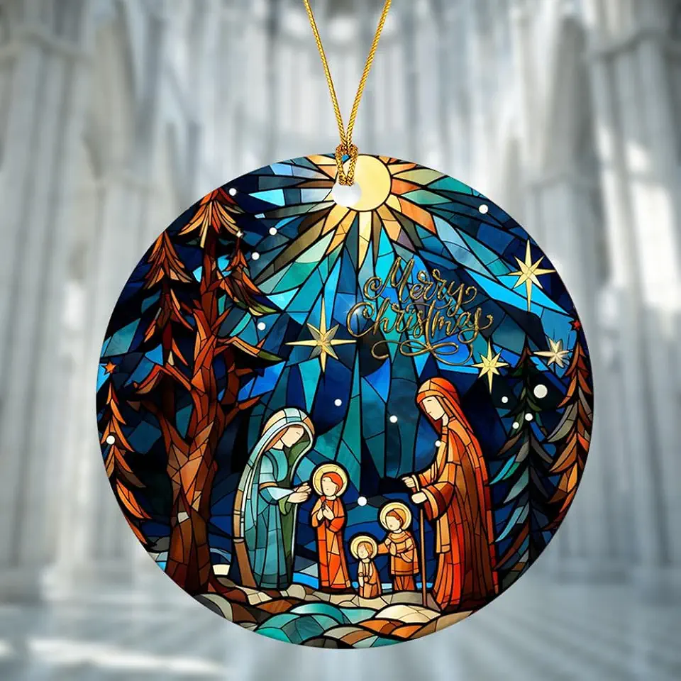Árvore de Natal Believe – Enfeite para pendurar em acrílico redondo com ideias de lembrança religiosa cristã, presente para família, amigo, pastor, casa, férias, árvore de Natal