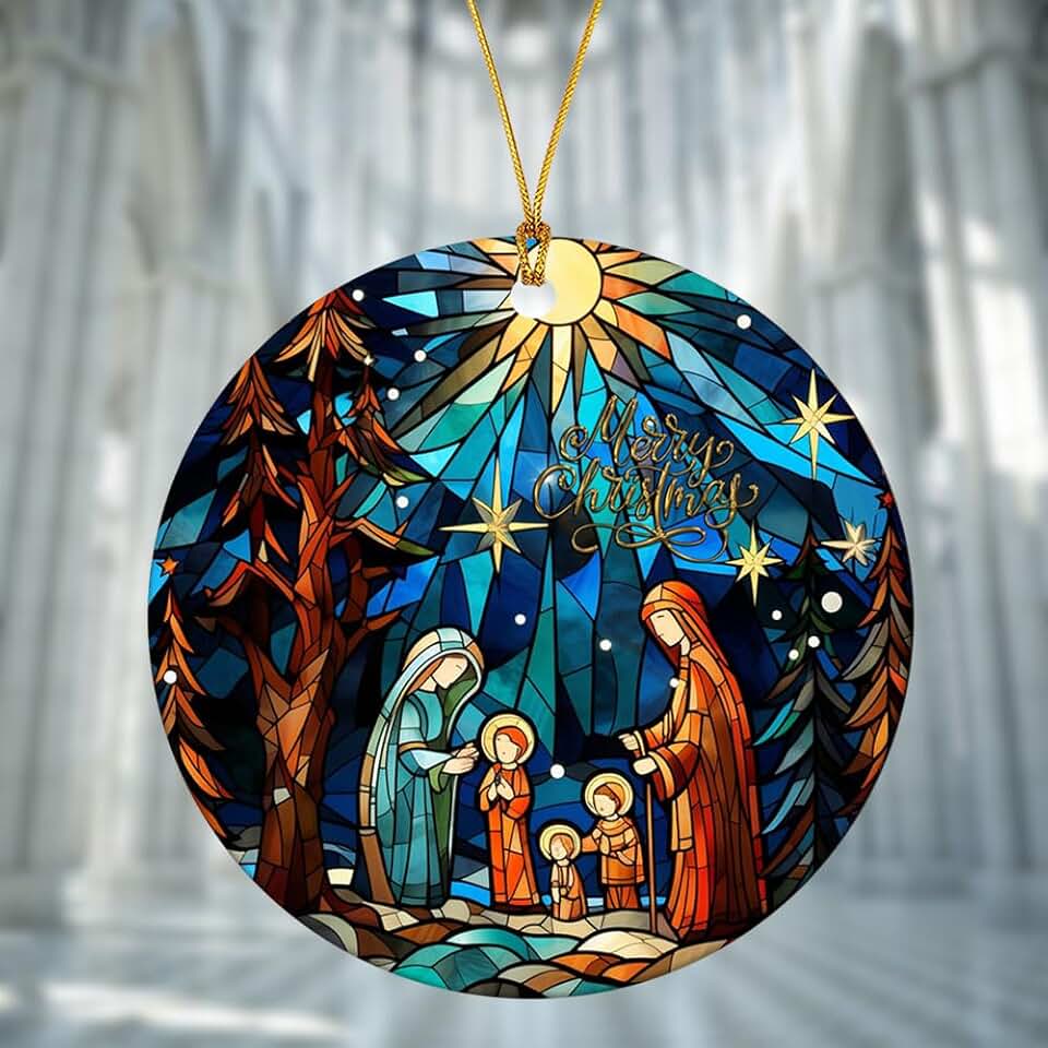 Árvore de Natal Believe – Enfeite para pendurar em acrílico redondo com ideias de lembrança religiosa cristã, presente para família, amigo, pastor, casa, férias, árvore de Natal