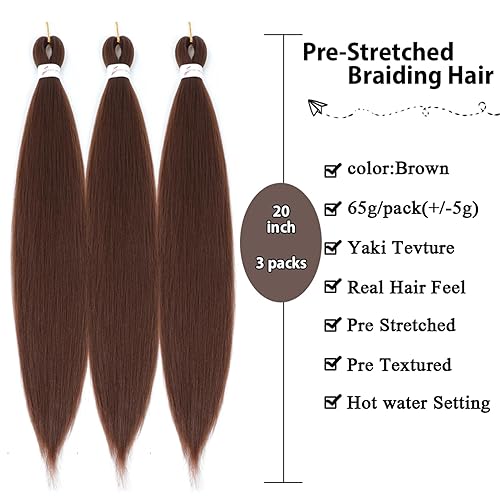 Miniatura 8 de Extensiones de cabello preestirado fácil de trenzar, 26 pulgadas, paquete de 3 trenzas de ganchillo con ajuste de agua caliente, extensiones de