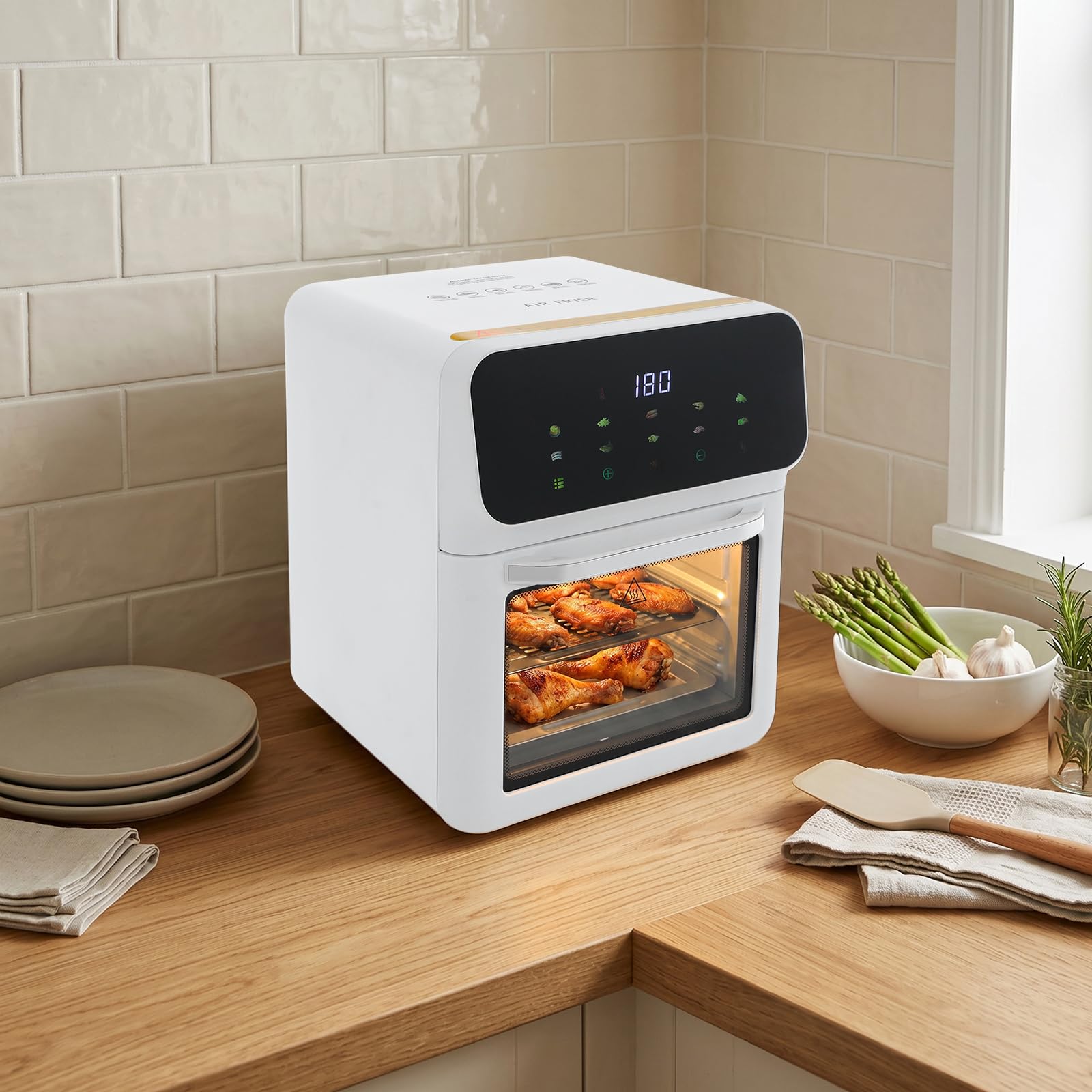 Friggitrice ad aria,air fryer 10L,senza olio con finestra,touchscreen LED
