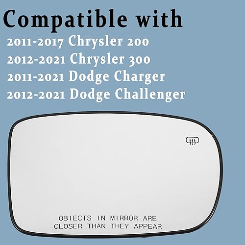 Miniatura 2 de Cargador de cristal con calefacción lateral del pasajero compatible con Dodge Challenger Charger Chrysler 200 300 de potencia derecha, espejo