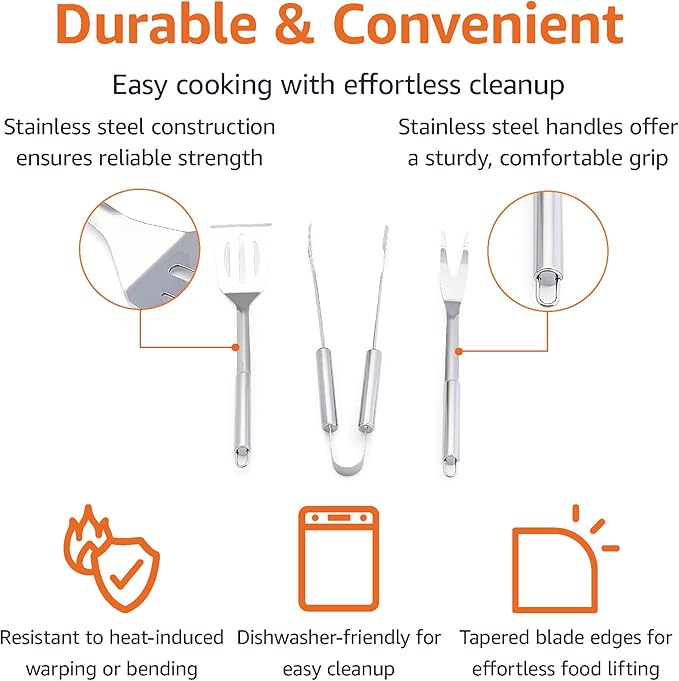 Amazon Basics Set de 4 Herramientas para Parrilla con Bolsa miniatura 3