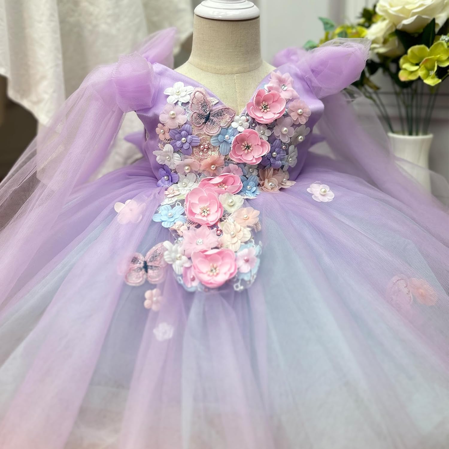 KLFFLGID Baby Girl Pageant Dress Sequins Princess Dress Toddler Birthday Embroidered Jacquard Dress up for Special Occasions
