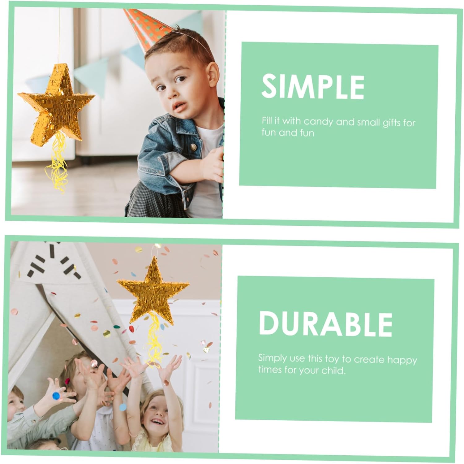 Creative Pentagram Pinata for Birthday Party Candy Holder Fringe Star Pendant Decoration Fun Celebration Festival Supply