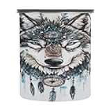 ALAZA Boho Wolf Head Hand Draw Airtight Coffee Bean Canister 900ML Food Storage Containers with Lids For Gournd, Tea, Sugar, Flour, Rice, Cereal, Candy Cookie Jar