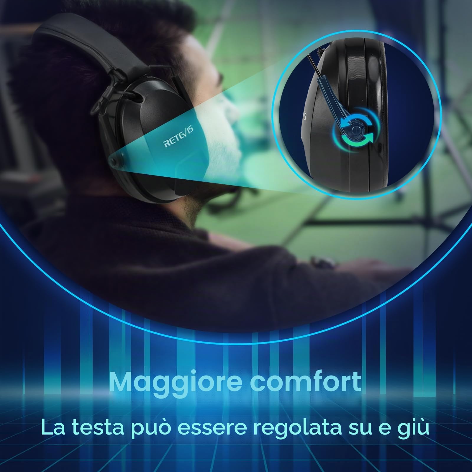 Retevis EHK012 - Cuffie radio bidirezionali con microfono, riduzione del rumore, regolazione del volume della testa, per Retevis RT22 RT68 RT21 H-777, compatibili con Baofeng UV-5R F8HP Walkie Talkie,