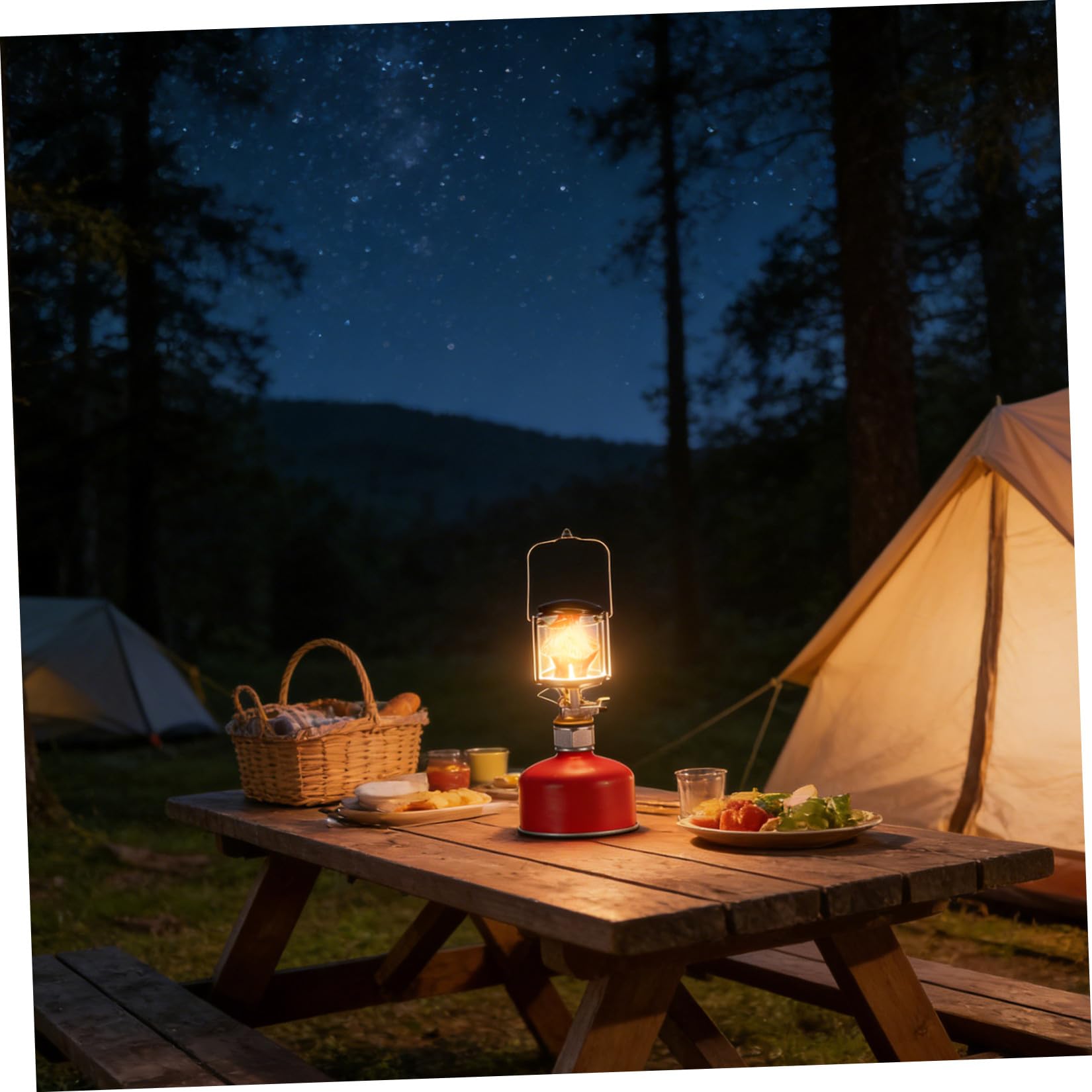 WOONEKY Lanterna a Gas da Campeggio Lampada da Campeggio Gas Rame Nylon e Plastica Acciaio Inossidabile Illuminazione