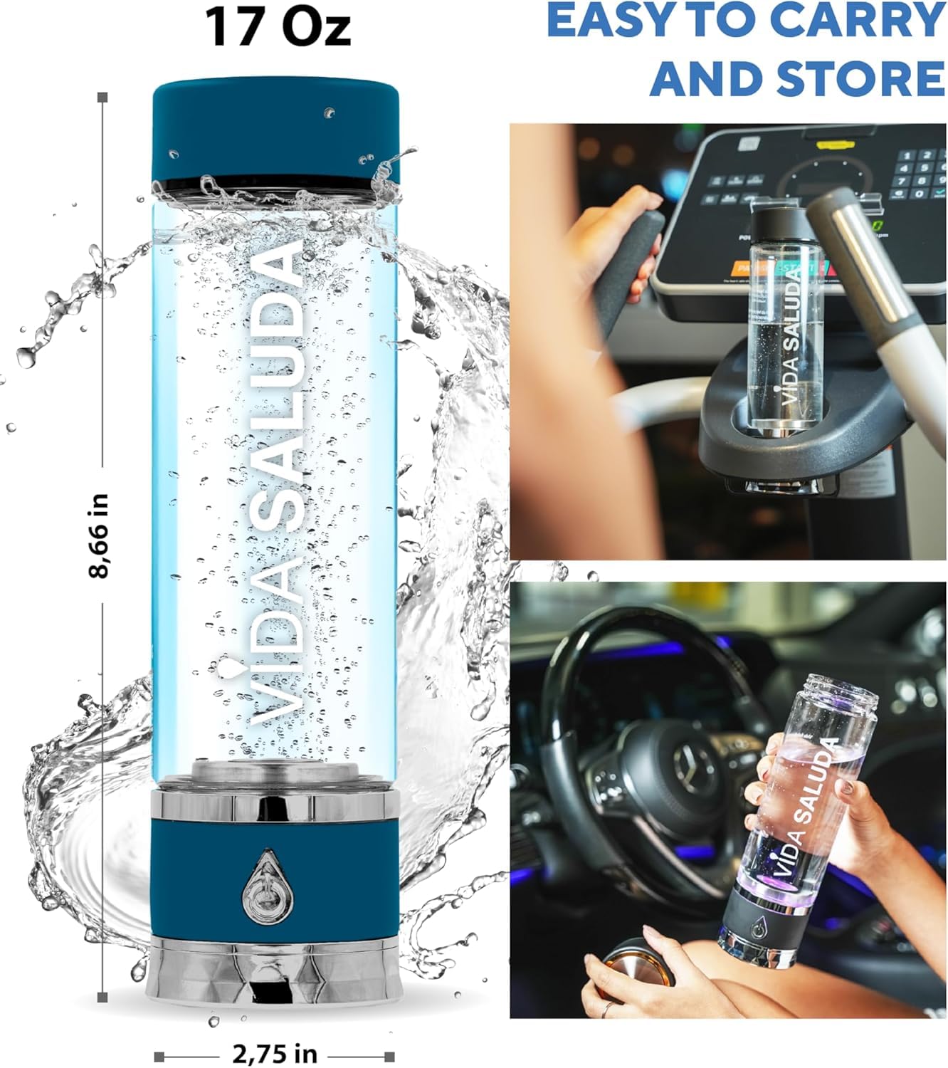 Generador de botellas de agua de hidrógeno, menos de 3 minutos recargable, máquina purificadora de agua de hidrógeno de 500 ml, electrodo de titanio y platino, para casa, oficina, viajes,