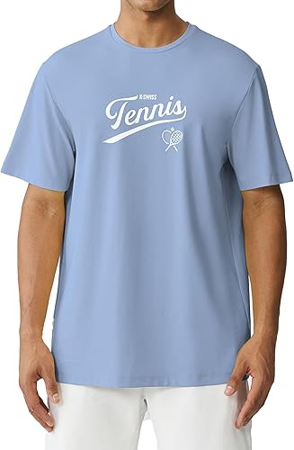 K-Swiss Men's Tennis Graphic T-Shirt - Silky Soft Premium Crewneck Tee Breathable Short Sleeve Casual Athletic Shirt