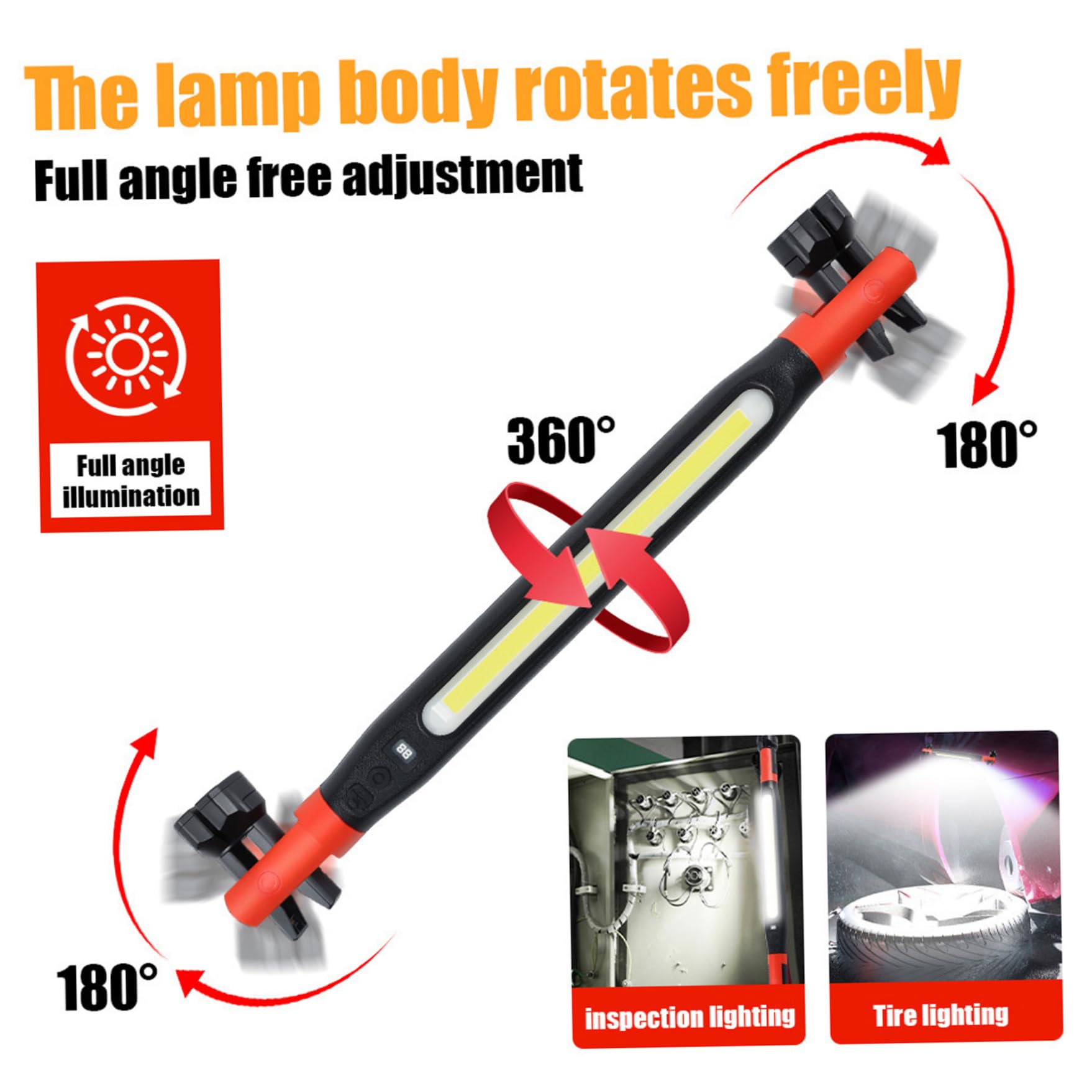 Luz de trabajo recargable magnética, barra de luz de trabajo debajo del capó con 3 modos de iluminación para mecánico/reparación de automóviles/garaje, 2 uds.