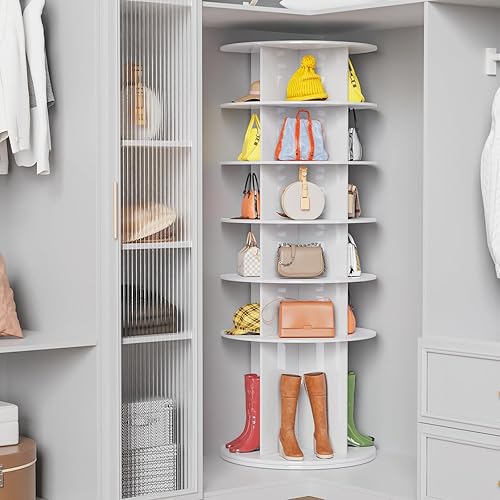 Miniatura 7 de Torre giratoria para zapatos, zapatero giratorio de 6 niveles, zapatero giratorio de 360 para armario, organizador de torre vertical de zapatos,
