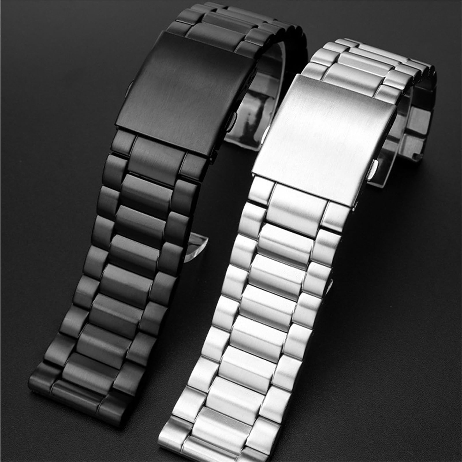 Correa de reloj de acero inoxidable for hombre, pulsera de pulsera sólida de Metal de 22mm, 24mm, 26mm y 28mm