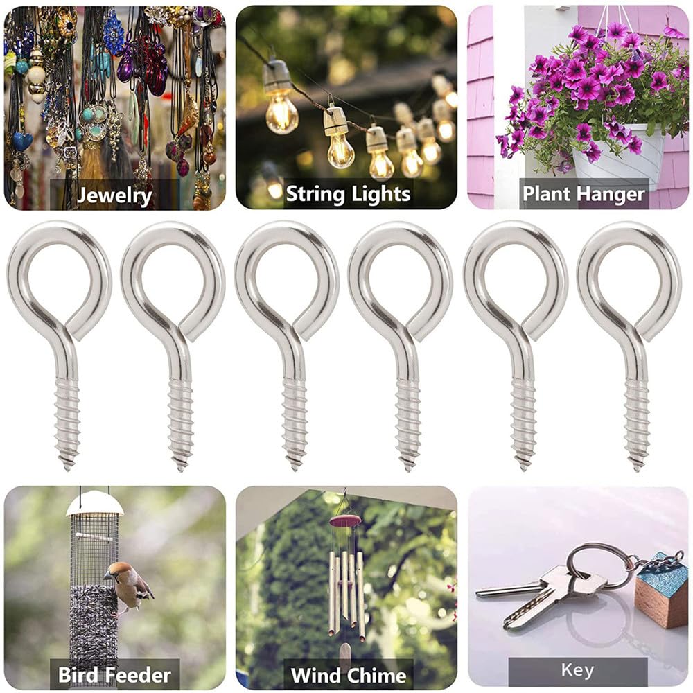 100 viti ad anello piccole, 30 mm, occhielli a vite, ganci per viti, occhielli per viti, ganci, viti autofilettanti per la creazione di gioielli, fai da te, artigianato in legno