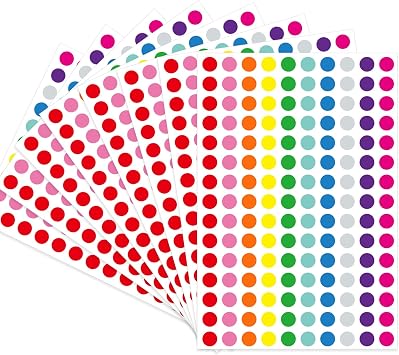 Dot Circle Stickers - 3000pcs Colorful, 3/8-Inch Self-Adhesive Color Coding Labels for Office, Classroom, Garage Sale