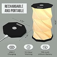 Vista 4 de Foldable LED Desk Lamp – USB Rechargeable & Portable - Dimmable Touch Control Light with Adjustable Height up to 8.25" for Office, Travel, Bedside