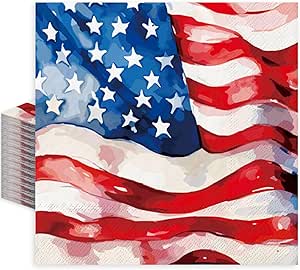 Unique USA Flag Patriotic Luncheon Napkins (16cm) Pack Of 16 - Premium Disposable Napkins For Parties & Celebrations