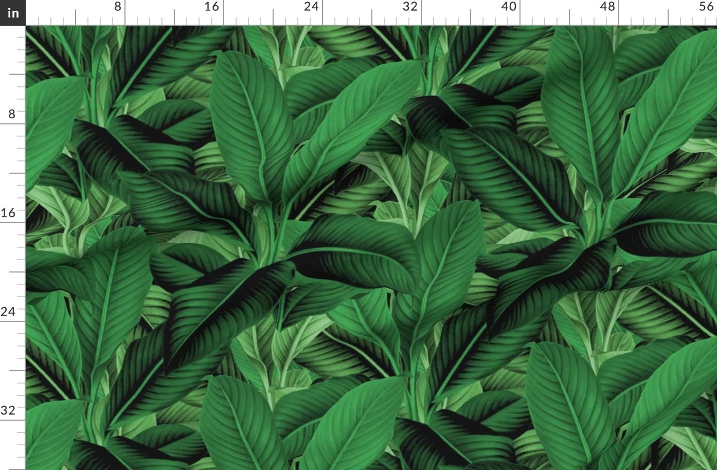 Spoonflower Fabric - Palm Jungle Green Island Botanical Leaves Tropical Classic Paradise Printed on Organic Cotton Sateen Fabric by The Yard - Sewing Quilting Apparel Home Decor