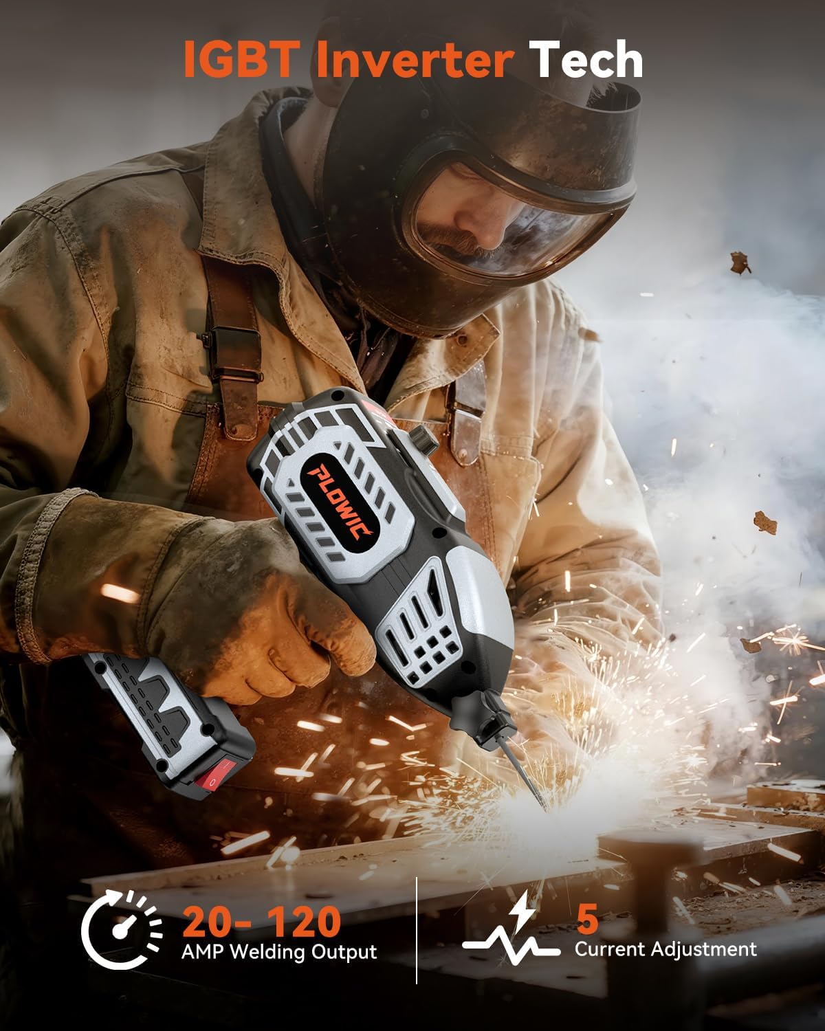 Portable Welding Machine 110V, Portable Handheld Welder with IGBT Inverter 5 Variable Current Adjustment, Electric ARC Stick Welder Gun for 1/16"-1/8" Rods, Carring Case &20 Rods Included