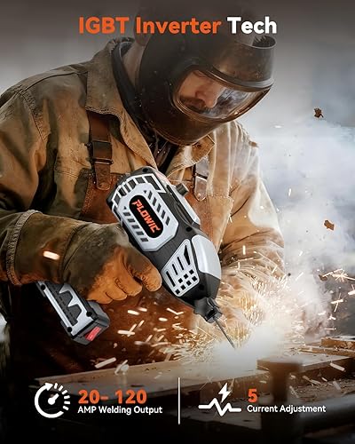 Vista 3 de Máquina de soldadura portátil de 110 V soldador de mano con gafas de oscurecimiento automático, pistola de soldadura de arco inversor IGBT de 20 a