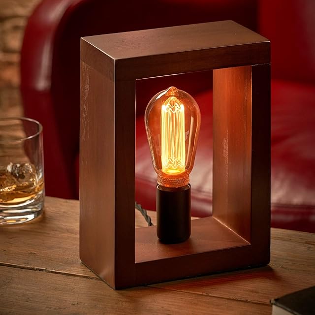 Auraglow Mysa Contemporary Modern Minimalist Feature Frame Table, Desk or Bedside Lamp/Light - with ST64 LED Bulb