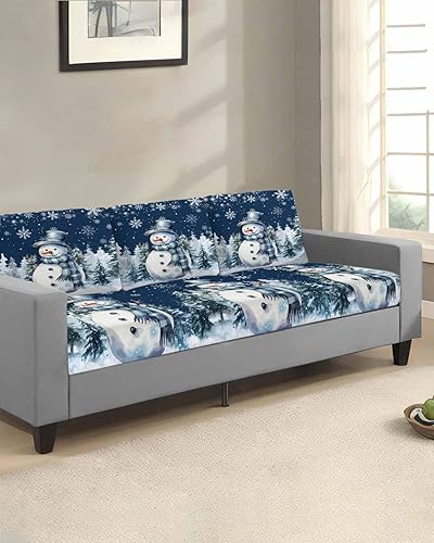 Miniatura 21 de Fundas de cojín para sofá de Feliz Navidad, funda elástica para sofá con parte inferior elástica, fundas de sofá con diseño de muñeco de nieve